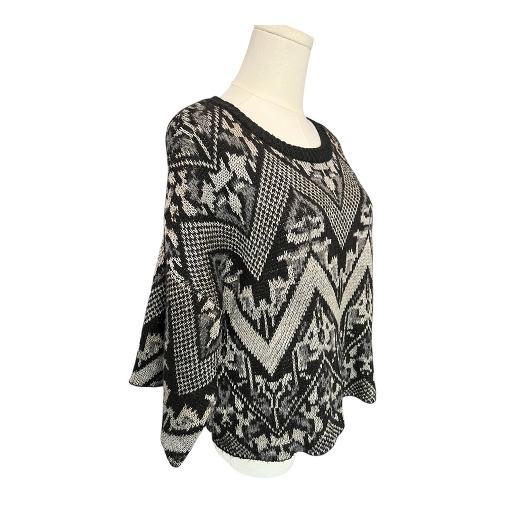🆕 🖤 NWOT FREE PEOPLE Aztec Superstar 3/4 Sleeve Pullover Sweater | Size S - Picture 4 of 9